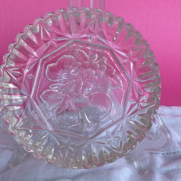 Three FEDERAL GLASS Fruit Diamond Edge Pattern Pioneer Clear Colored Bowls - Picture 4 of 12